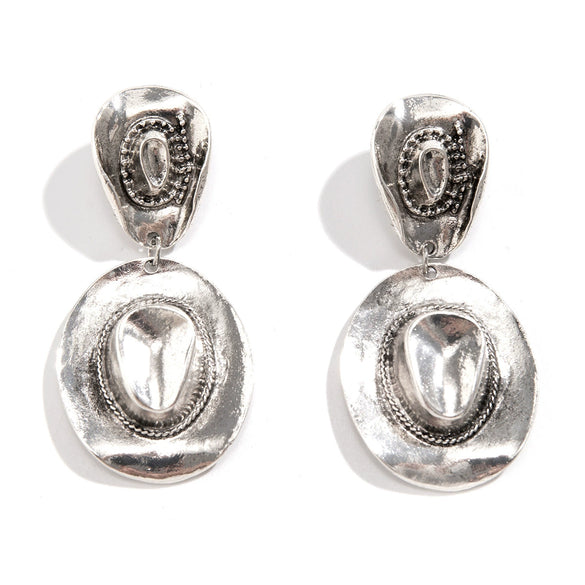 Wholesale Metal Geometric Pattern Stud Earrings For Women With Retro Style And Electroplating Treatment