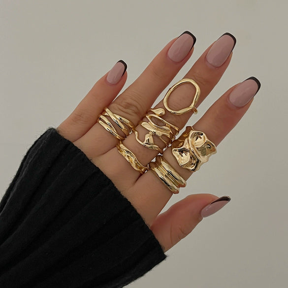 Wholesale Metal Geometric Pleated Open Ring For Women With Electroplating Treatment