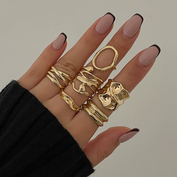 Wholesale Metal Geometric Pleated Open Ring For Women With Electroplating Treatment