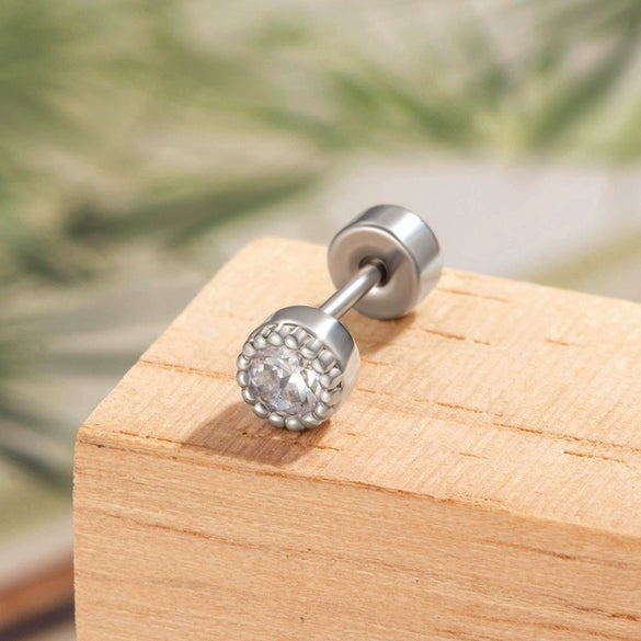 Wholesale Metal Geometric Round Cochlear Ear Bone Nail With Zircon Inlaid For Unisex Fashion Style Zirconia Processing