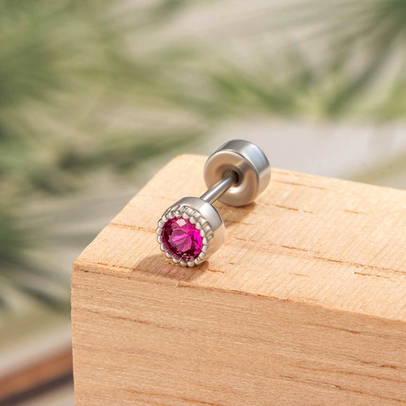Wholesale Metal Geometric Round Cochlear Ear Bone Nail With Zircon Inlaid For Unisex Fashion Style Zirconia Processing