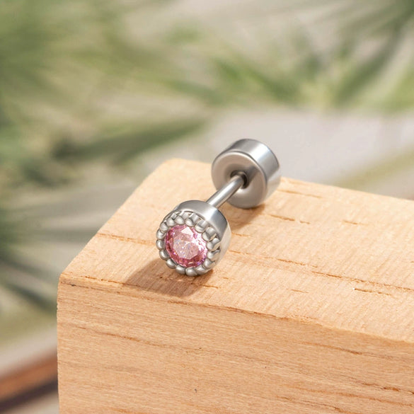 Wholesale Metal Geometric Round Cochlear Ear Bone Nail With Zircon Inlaid For Unisex Fashion Style Zirconia Processing