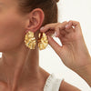 Wholesale Metal Geometric Simple Elegant Pleated Earrings For Women With Electroplating