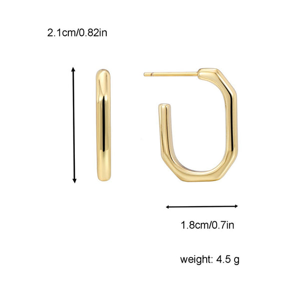 Wholesale Metal Geometric Square Earrings Copper Plated Gold For Female