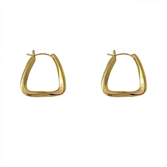 Wholesale Metal Geometric Square Twisted Earrings Copper Electroplated Light Luxury For Women