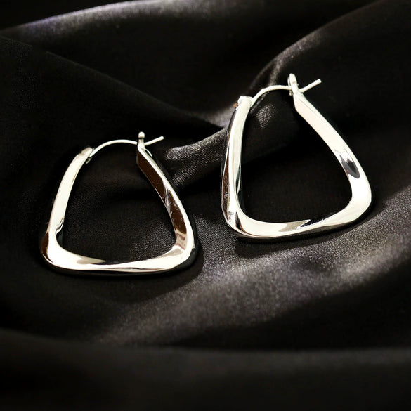 Wholesale Metal Geometric Square Twisted Earrings Copper Electroplated Light Luxury For Women