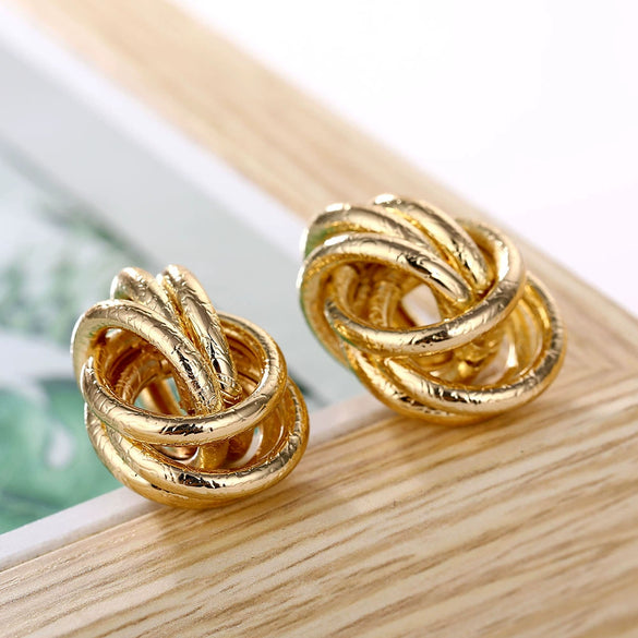 Wholesale Metal Geometric Stud Earrings For Women Electroplated Highend Style