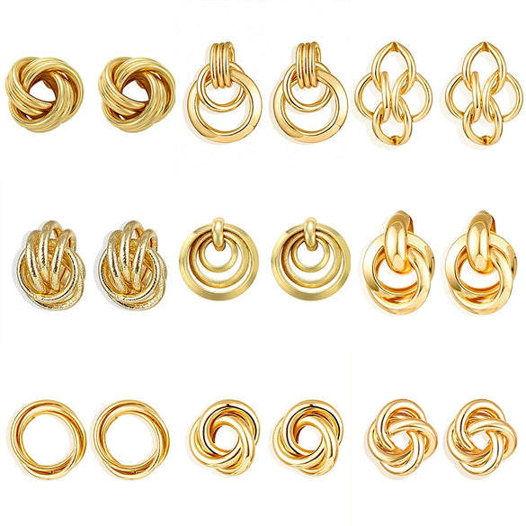 Wholesale Metal Geometric Stud Earrings For Women Electroplated Highend Style