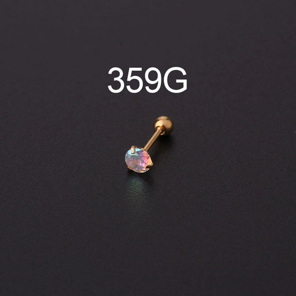 Wholesale Metal Geometric Style Electroplated Stainless Steel Screw Ball Ear Nails For Women