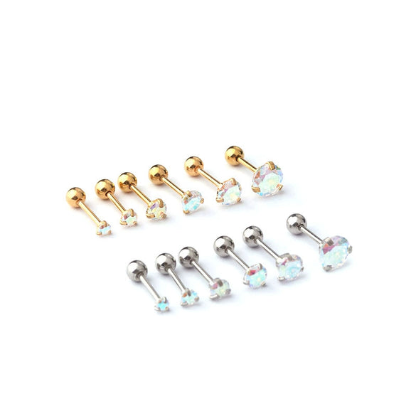Wholesale Metal Geometric Style Electroplated Stainless Steel Screw Ball Ear Nails For Women