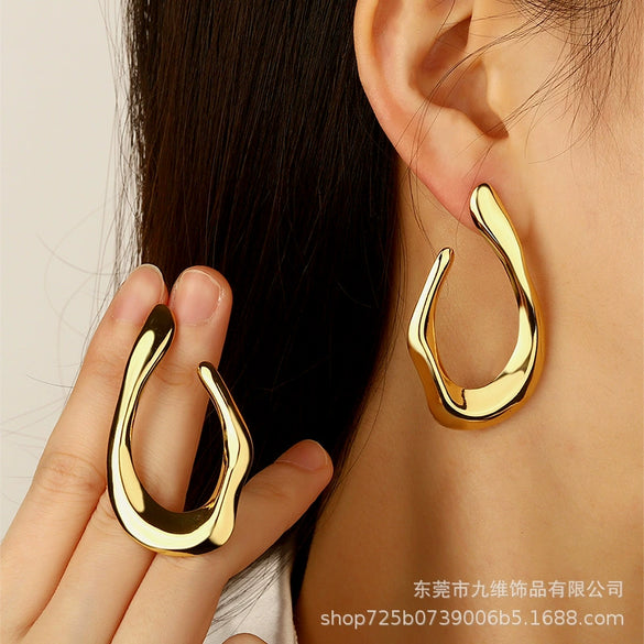 Wholesale Metal Geometric Ushaped Stainless Steel Polished Earrings For Women