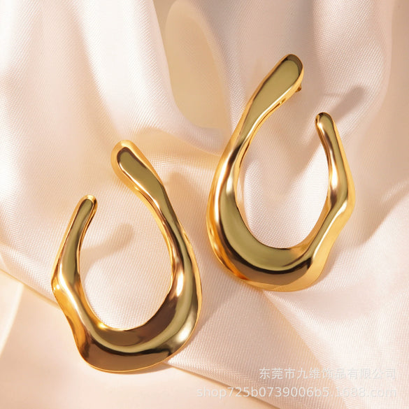 Wholesale Metal Geometric Ushaped Stainless Steel Polished Earrings For Women