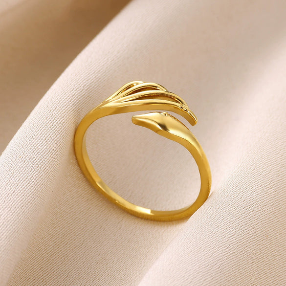 Wholesale Metal Geometric Wave Shape Copper Electroplating Ring Jewelry