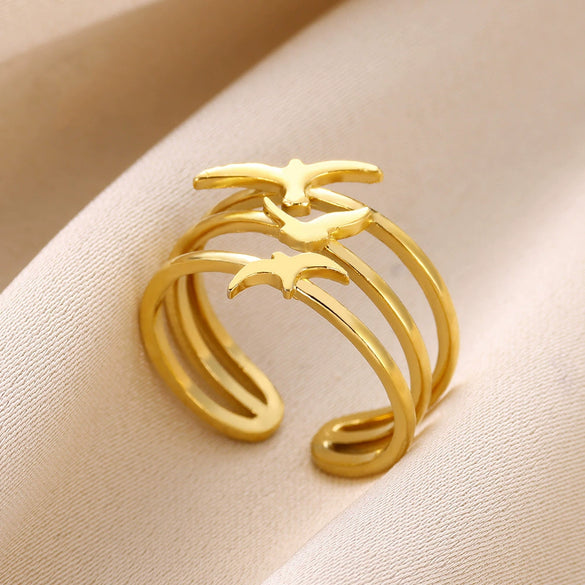 Wholesale Metal Geometric Wave Shape Copper Electroplating Ring Jewelry