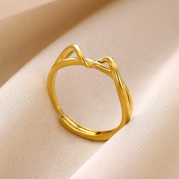 Wholesale Metal Geometric Wave Shape Copper Electroplating Ring Jewelry