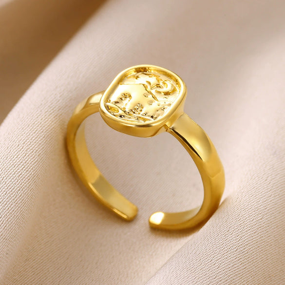 Wholesale Metal Geometric Wave Shape Copper Electroplating Ring Jewelry