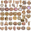 Wholesale Metal Gold Plated Hollow Heartshaped Diamond Beads With Totem Pattern String Decoration For Women