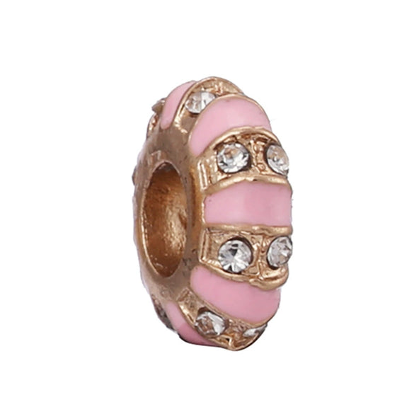 Wholesale Metal Gold Plated Hollow Heartshaped Diamond Beads With Totem Pattern String Decoration For Women