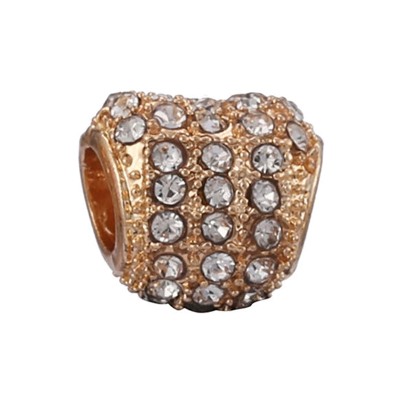 Wholesale Metal Gold Plated Hollow Heartshaped Diamond Beads With Totem Pattern String Decoration For Women