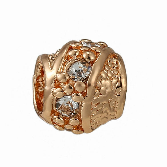 Wholesale Metal Gold Plated Hollow Heartshaped Diamond Beads With Totem Pattern String Decoration For Women