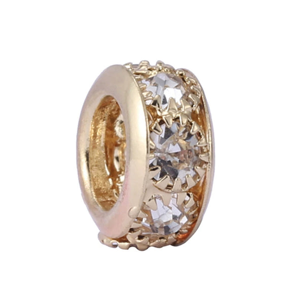 Wholesale Metal Gold Plated Hollow Heartshaped Diamond Beads With Totem Pattern String Decoration For Women
