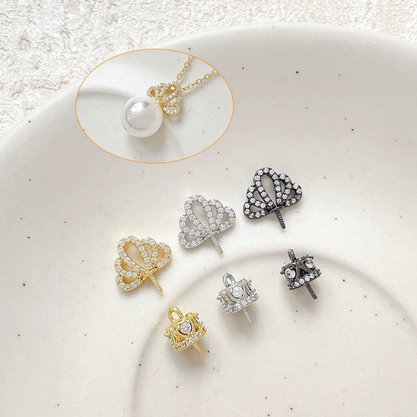 Wholesale Metal Goldplated Crown Pendant Diy Accessory Materials With Colorpreserving Zircon And Electroplating Process