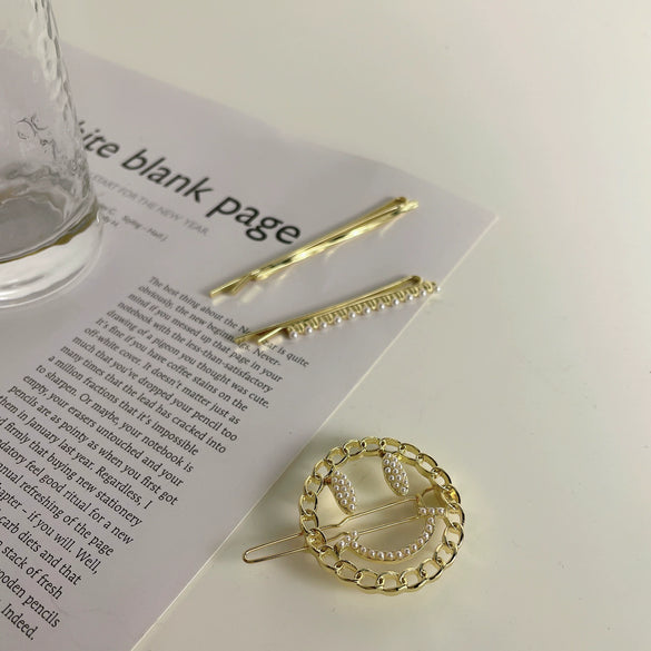 Wholesale Metal Hairpin Geometric Smiley Face Electroplated For Girls