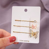 Wholesale Metal Hairpin With Cartoon Style And Animal Shape Electroplating Manual Process Pearl And Butterfly Design For Women