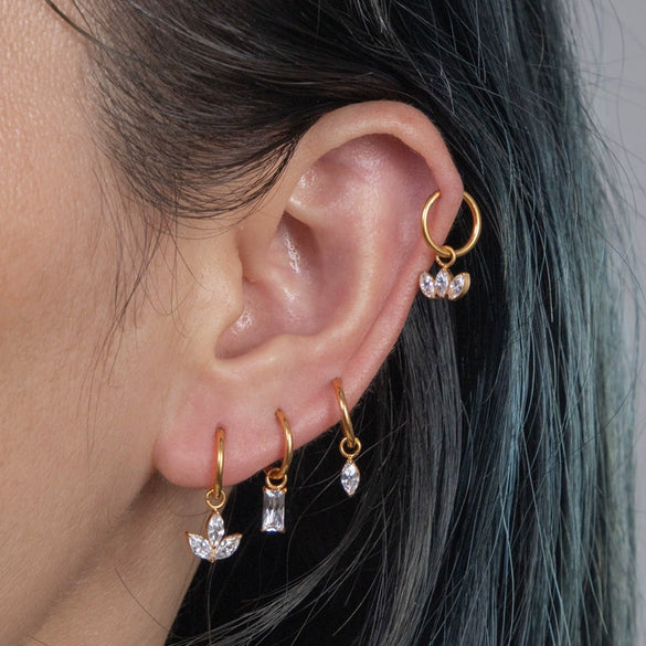 Wholesale Metal Heart Pattern Titanium Ear Buckle Zircon Pendant Earrings For Women Electroplated