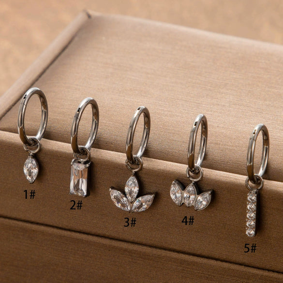 Wholesale Metal Heart Pattern Titanium Ear Buckle Zircon Pendant Earrings For Women Electroplated