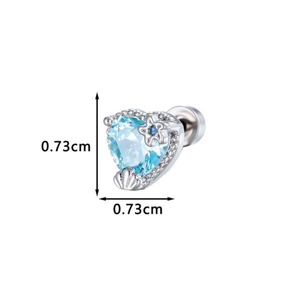 Wholesale Metal Heart Shape Niche Cartilage Piercing Ear Bone Nail Set With Diamonds In Fashion Style