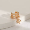 Wholesale Metal Heart Shape Zircon Electroplated Women's Love Ear Clip Earrings