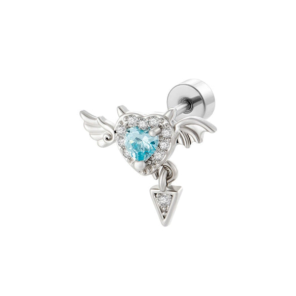 Wholesale Metal Heart Shape Zirconia Fashion Jewelry Cartilage Puncture Ear Bone Nail