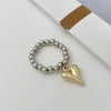 Wholesale Metal Heart Shaped Beaded Ring With Electroplating Design