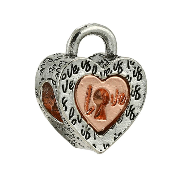 Wholesale Metal Heart Shaped Crystal Pendant With Totem Pattern Electroplated Bracelet Accessories