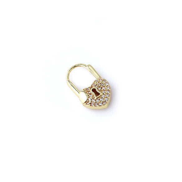 Wholesale Metal Heartshaped Doublesided Zircon Love Lock Earring Jewelry With Electroplating