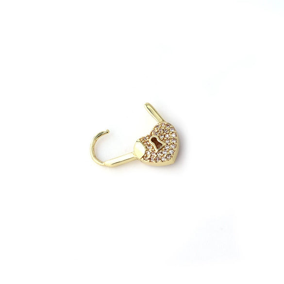 Wholesale Metal Heartshaped Doublesided Zircon Love Lock Earring Jewelry With Electroplating