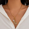 Wholesale Metal Heartshaped Geometric Multieyes Tassel Collarbone Necklace For Women With Electroplating