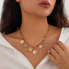 Wholesale Metal Heartshaped Geometric Multieyes Tassel Collarbone Necklace For Women With Electroplating
