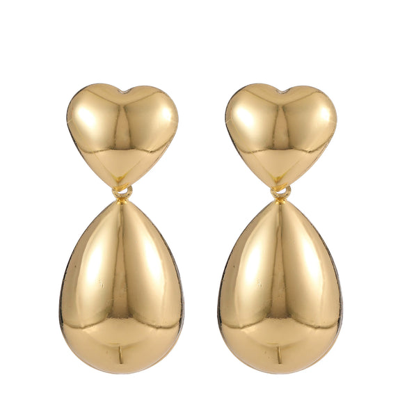 Wholesale Metal Heartshaped Goldplated Women's Earrings