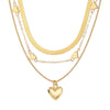 Wholesale Metal Heartshaped Snake Bone Chain Retro Geometric Threedimensional Love Multilayered Necklace For Women With Electroplating