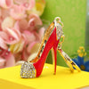 Wholesale Metal Highheeled Shoes Plush Rhinestone Cartoon Key Chain For Female