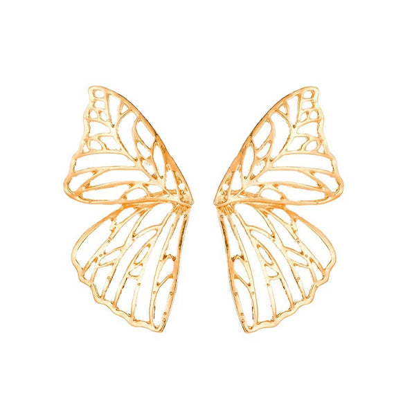 Wholesale Metal Hollow Butterfly Stud Earrings For Women With Electroplating Animal Style