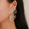 Wholesale Metal Hollow Butterfly Stud Earrings For Women With Electroplating Animal Style