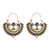 Wholesale Metal Hollow Flower Earrings With Geometric Pattern Retro Bohemian Style Electroplated
