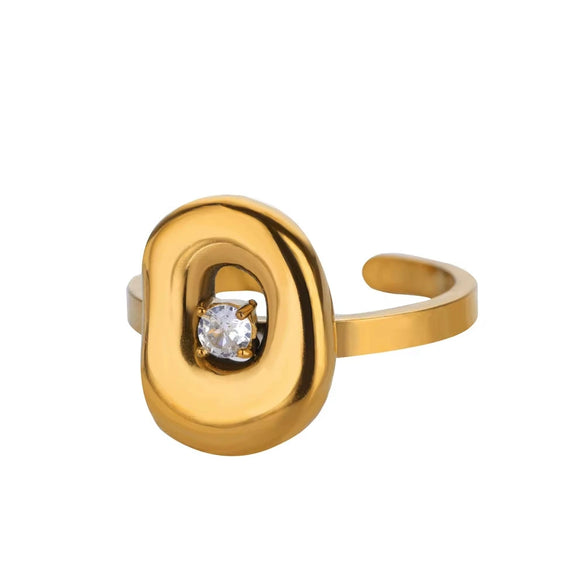 Wholesale Metal Imitation Emerald Inlaid Zircon Geometric Ring For Women Retro Fashion Style Copper Material Electroplating Treatment