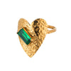 Wholesale Metal Imitation Emerald Inlaid Zircon Geometric Ring For Women Retro Fashion Style Copper Material Electroplating Treatment
