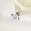 Wholesale Metal Inlaid Heart Zircon Candy Bow Screw Twist Rod Piercing Earrings Unisex