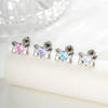 Wholesale Metal Inlaid Heart Zircon Candy Bow Screw Twist Rod Piercing Earrings Unisex