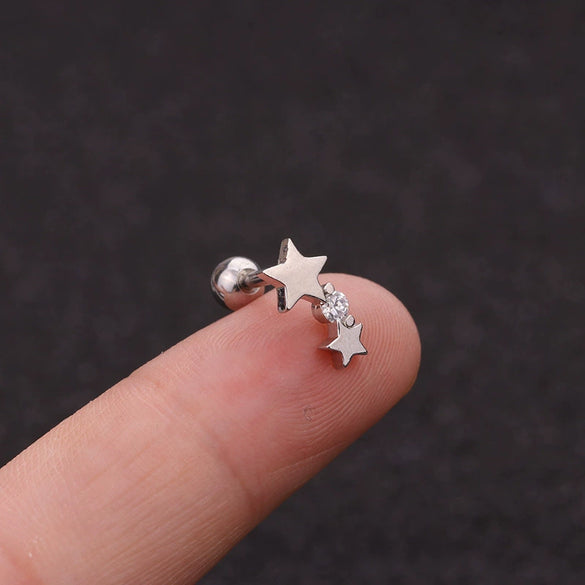 Wholesale Metal Inlaid Zircon Flower Style Ear Nail For Body Puncture